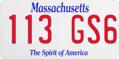 MA license plate 113GS6