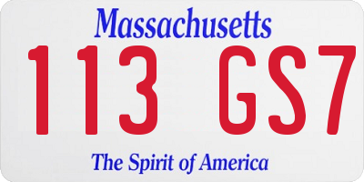 MA license plate 113GS7