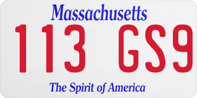 MA license plate 113GS9