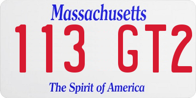 MA license plate 113GT2