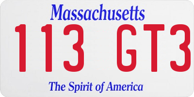 MA license plate 113GT3
