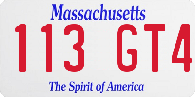 MA license plate 113GT4