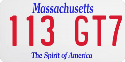 MA license plate 113GT7