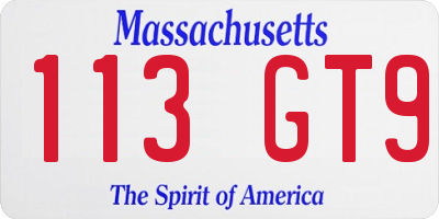 MA license plate 113GT9