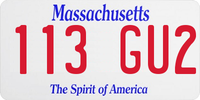 MA license plate 113GU2