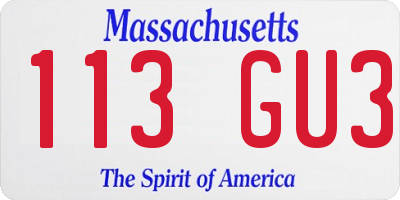 MA license plate 113GU3