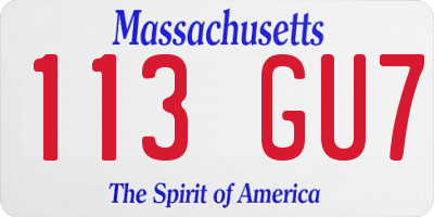 MA license plate 113GU7