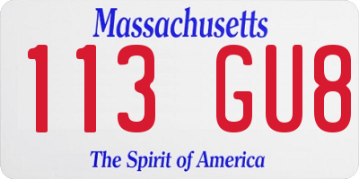MA license plate 113GU8