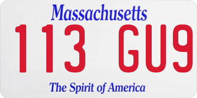 MA license plate 113GU9