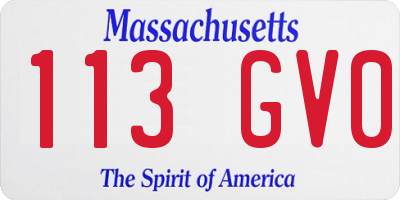 MA license plate 113GV0