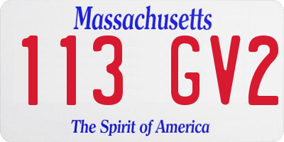 MA license plate 113GV2