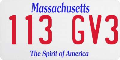 MA license plate 113GV3