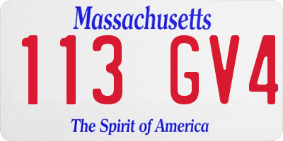 MA license plate 113GV4