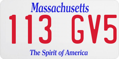 MA license plate 113GV5