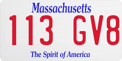 MA license plate 113GV8