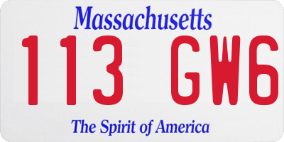MA license plate 113GW6