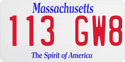 MA license plate 113GW8