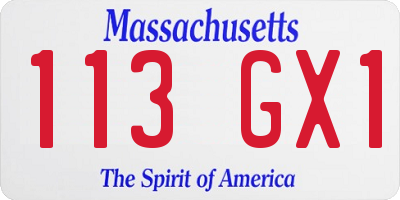MA license plate 113GX1
