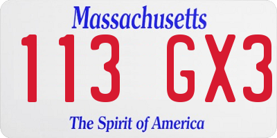 MA license plate 113GX3