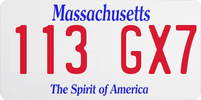 MA license plate 113GX7