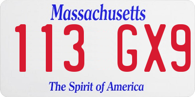 MA license plate 113GX9