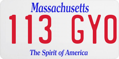 MA license plate 113GY0