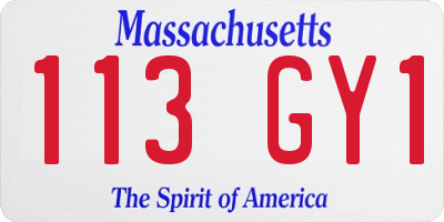MA license plate 113GY1