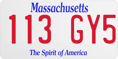 MA license plate 113GY5