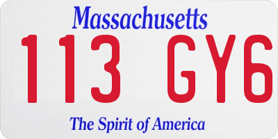 MA license plate 113GY6