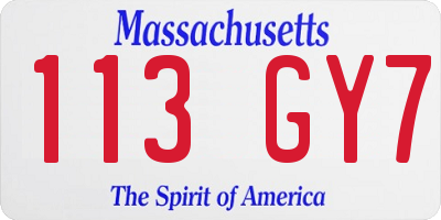 MA license plate 113GY7