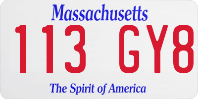 MA license plate 113GY8