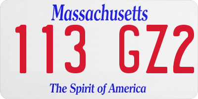 MA license plate 113GZ2