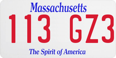 MA license plate 113GZ3