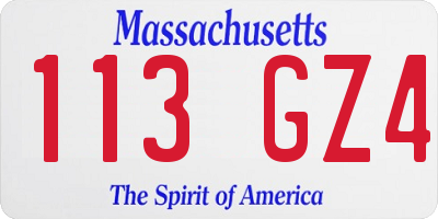 MA license plate 113GZ4