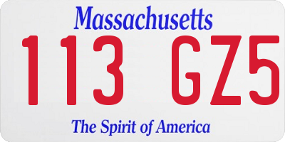 MA license plate 113GZ5