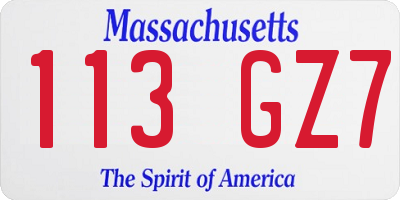 MA license plate 113GZ7