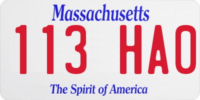 MA license plate 113HA0