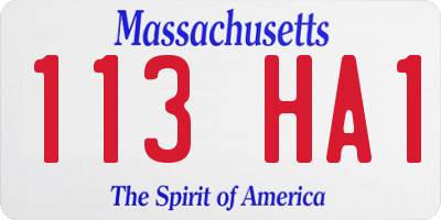 MA license plate 113HA1