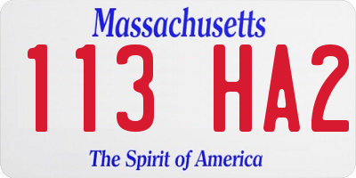 MA license plate 113HA2