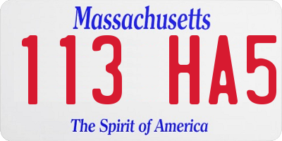 MA license plate 113HA5