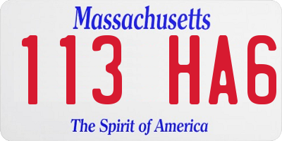 MA license plate 113HA6