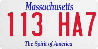 MA license plate 113HA7