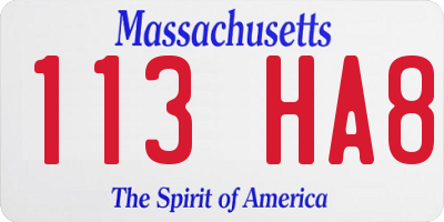 MA license plate 113HA8