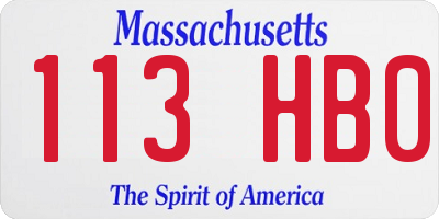 MA license plate 113HB0