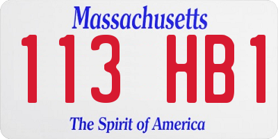MA license plate 113HB1