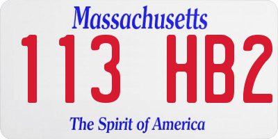 MA license plate 113HB2