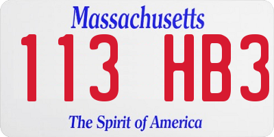 MA license plate 113HB3