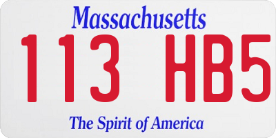 MA license plate 113HB5