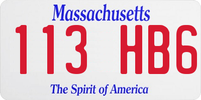 MA license plate 113HB6