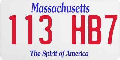 MA license plate 113HB7